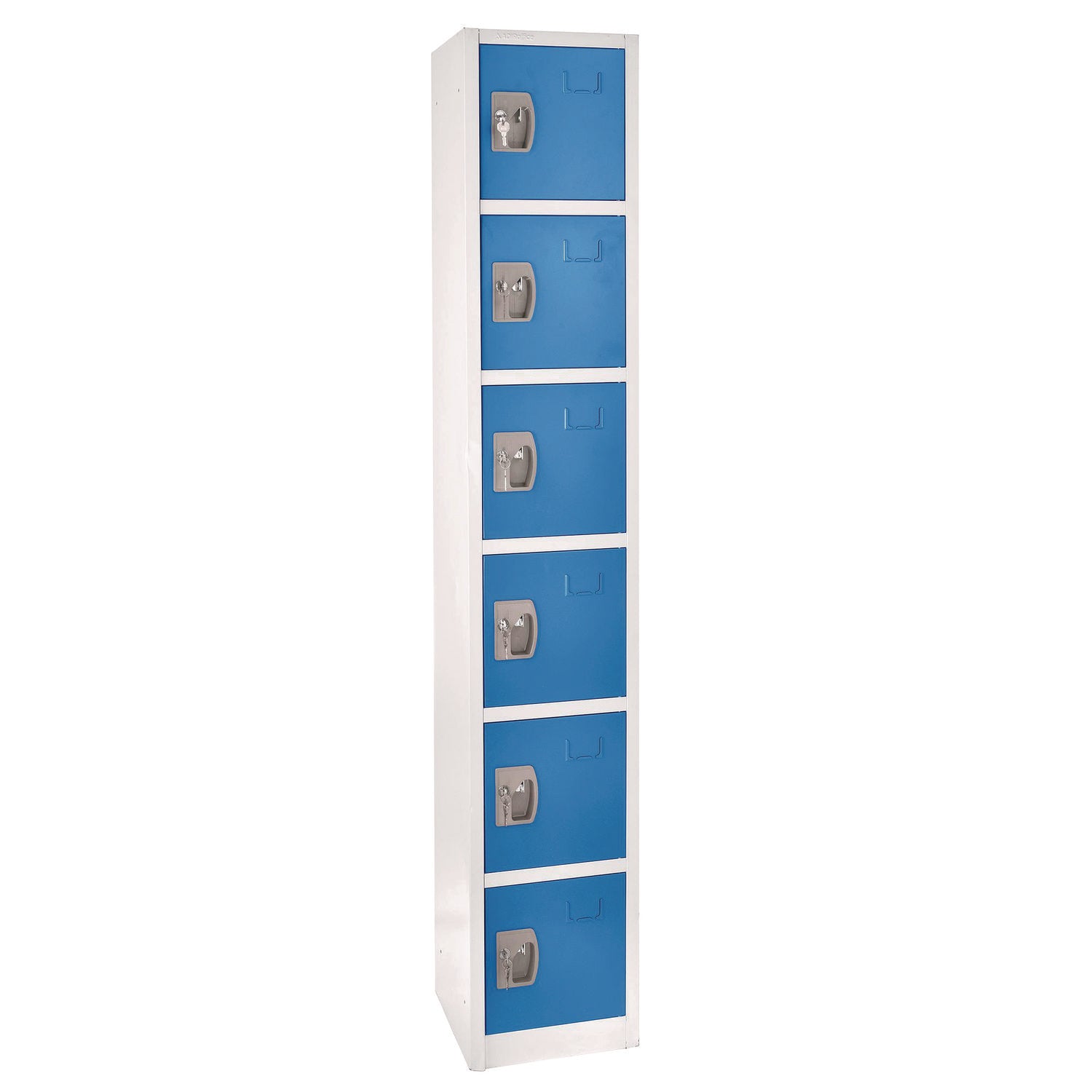 Steel Storage Locker, 6 Compartment, 12 x 12 x 72, Blue