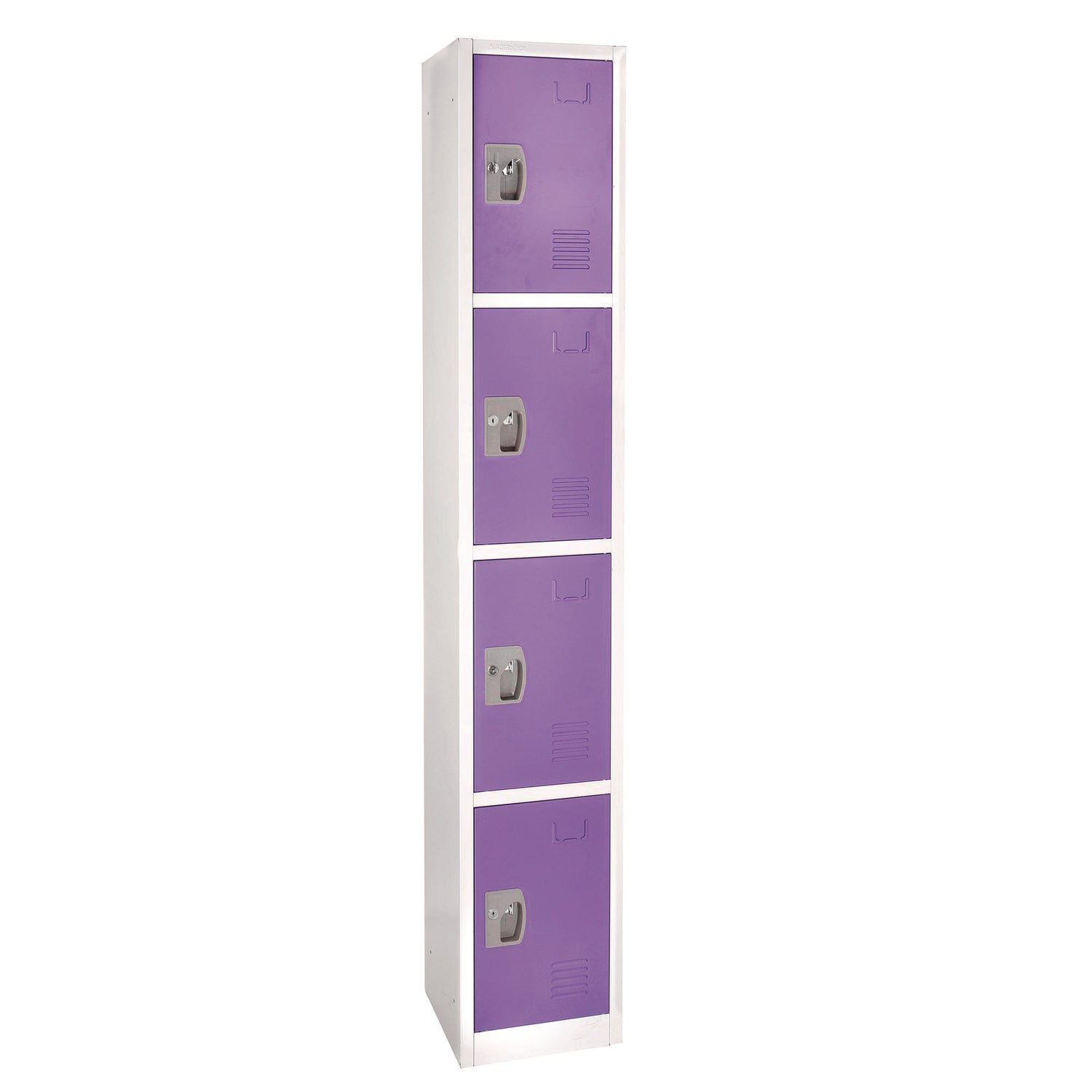 Steel Storage Locker, 4 Compartment, 12 x 12 x 72, Purple