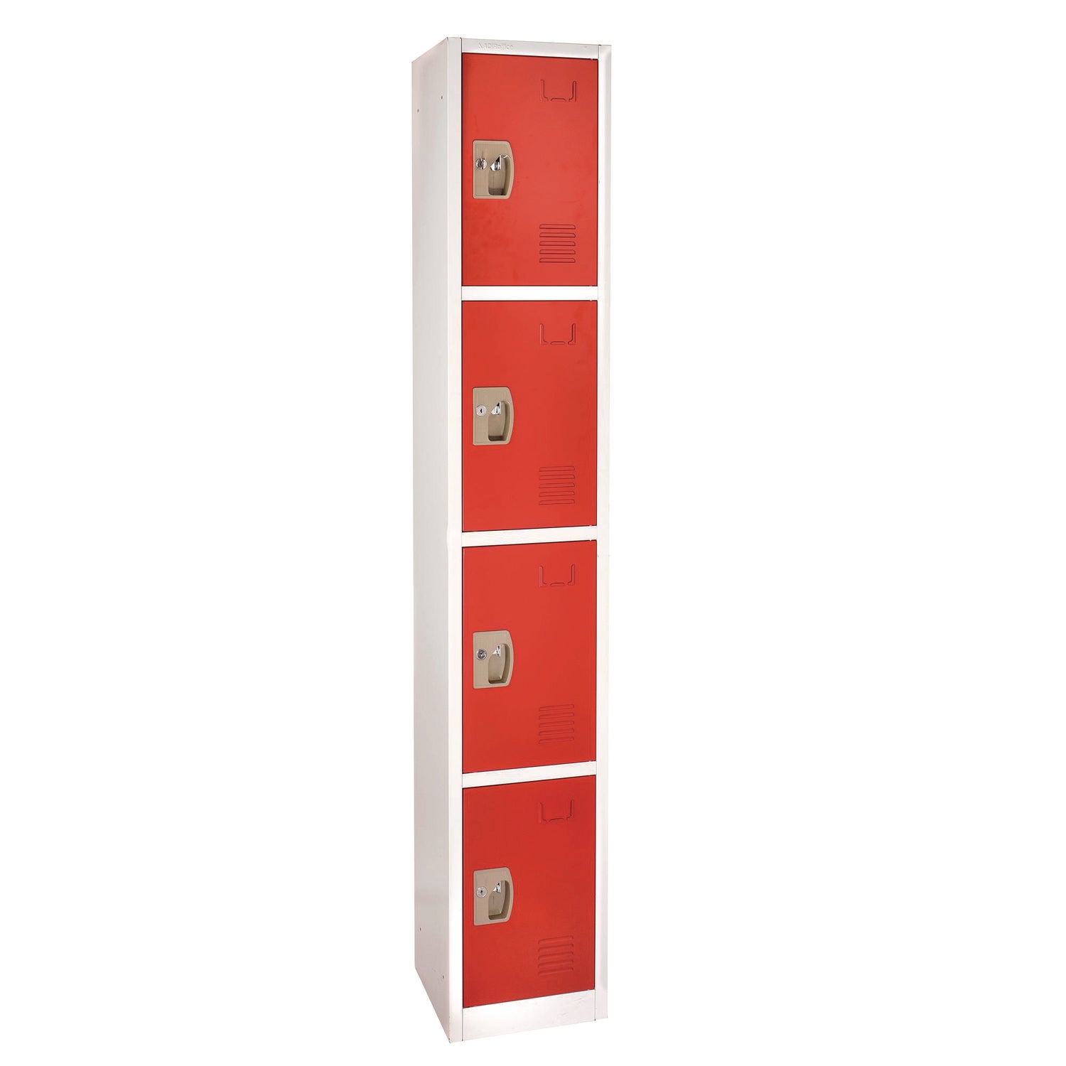 Steel Storage Locker, 4 Compartment, 12 x 12 x 72, Red AdirOffice Flipcost