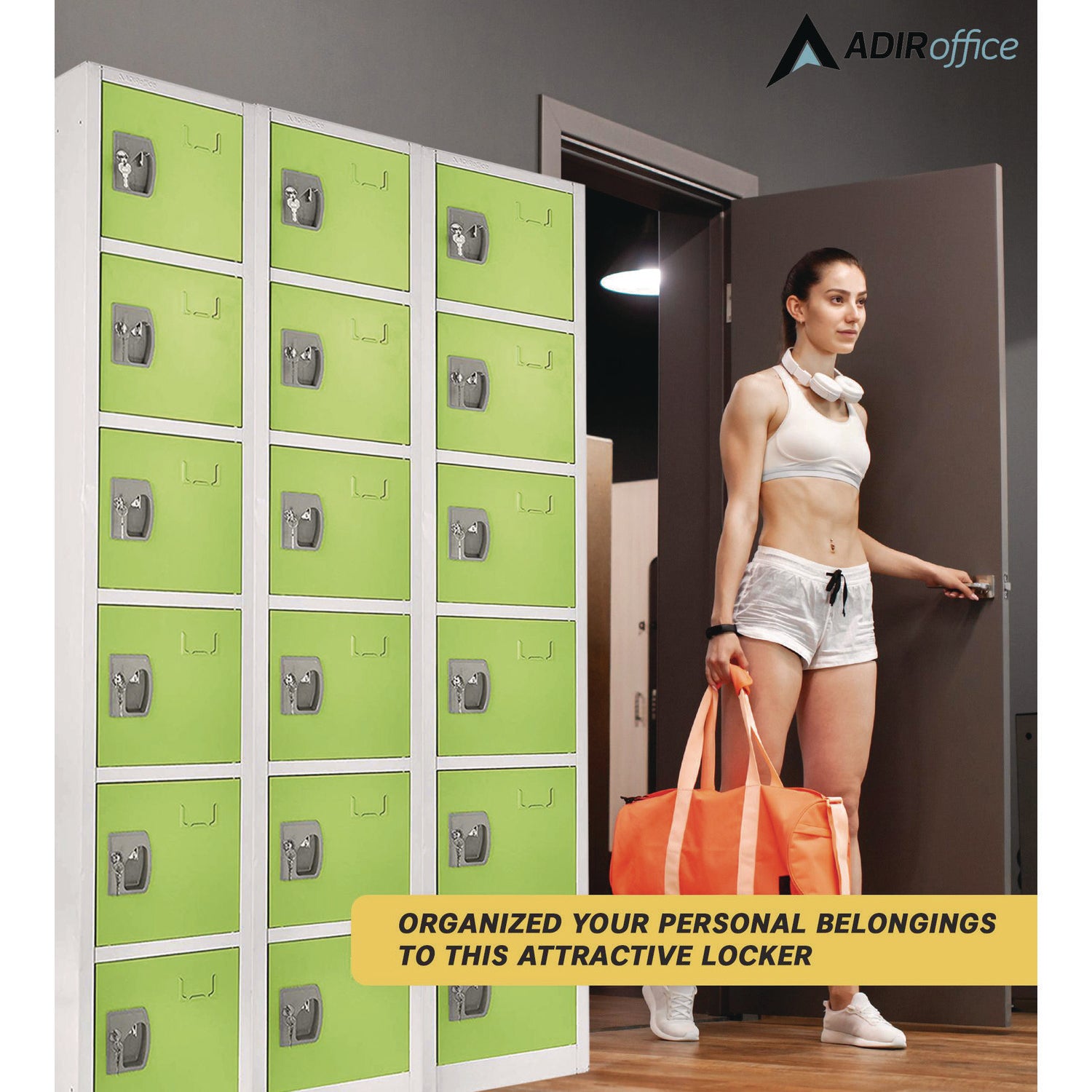 Steel Storage Locker, 6 Compartment, 12 x 12 x 72, Green AdirOffice Flipcost