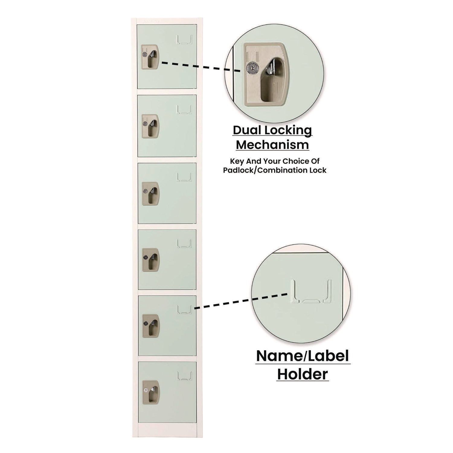 Steel Storage Locker, 6 Compartment, 12 x 12 x 72, Misty Green AdirOffice Flipcost