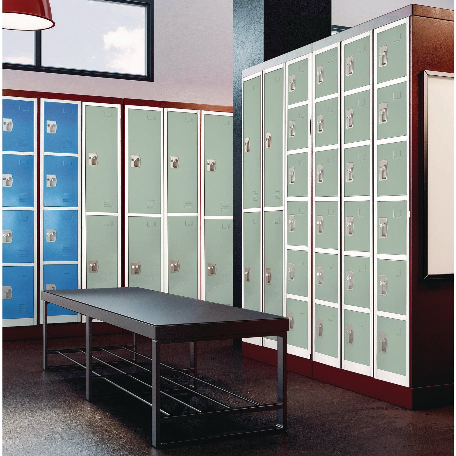 Steel Storage Locker, 6 Compartment, 12 x 12 x 72, Misty Green AdirOffice Flipcost