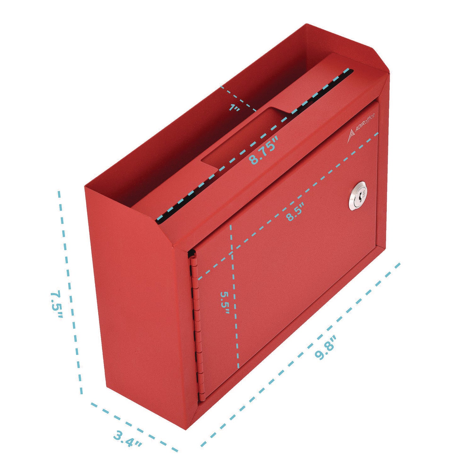 Medium Size Steel Multi-Purpose Secure Drop Box, 9.8 x 3.4 x 7.5, Red AdirOffice Flipcost