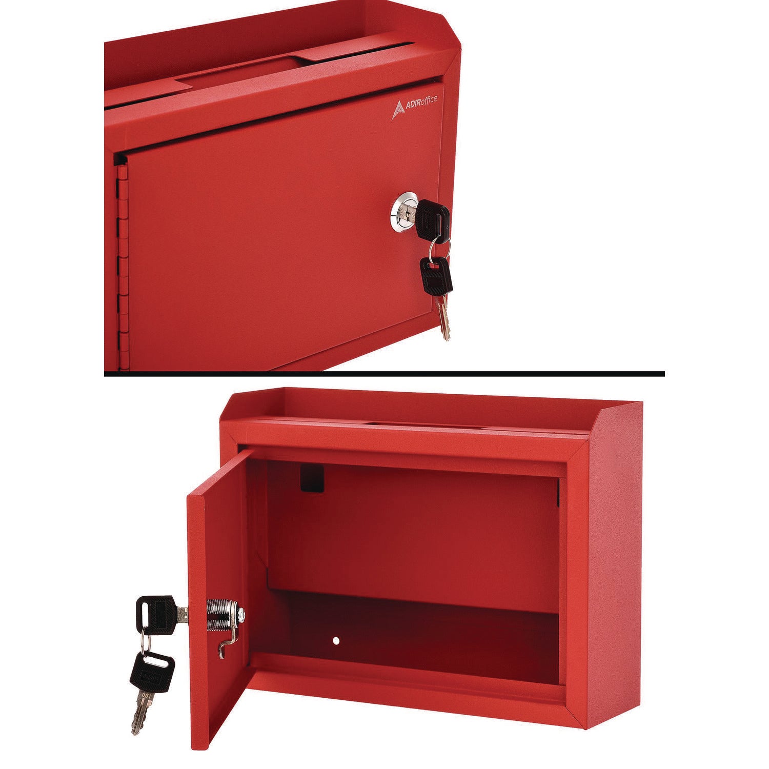 Medium Size Steel Multi-Purpose Secure Drop Box, 9.8 x 3.4 x 7.5, Red AdirOffice Flipcost