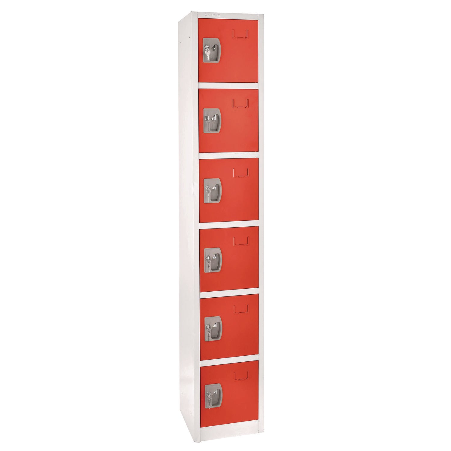 Steel Storage Locker, 6 Compartment, 12 x 12 x 72, Red