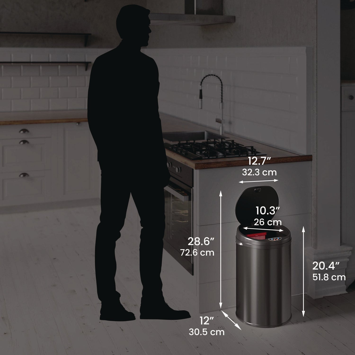 Sensor Trash Can, 8 gal, Plastic/Stainless Steel, Black HLS Commercial® Flipcost