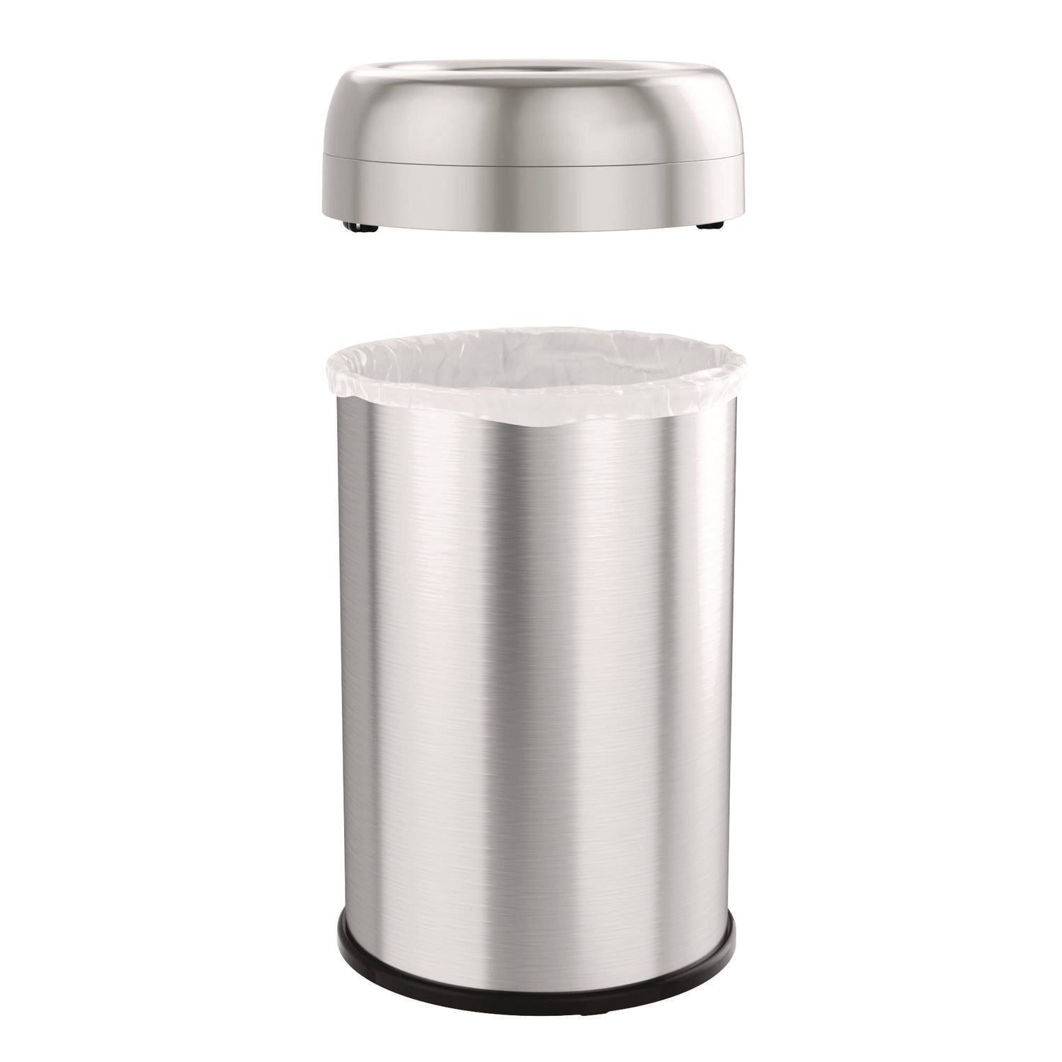 Open Top Trash Can, 13 gal, Plastic/Stainless Steel, Silver HLS Commercial® Flipcost