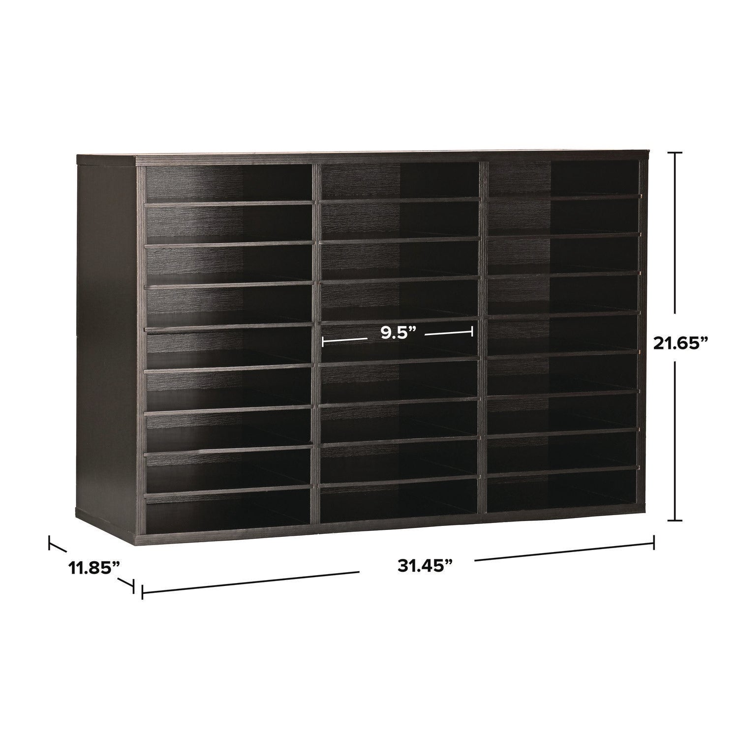 Wooden 27 Compartment Literature Organizer, 27 Sections, Letter Size, 31.49 x 11.81 x 21.65, Black AdirOffice Flipcost