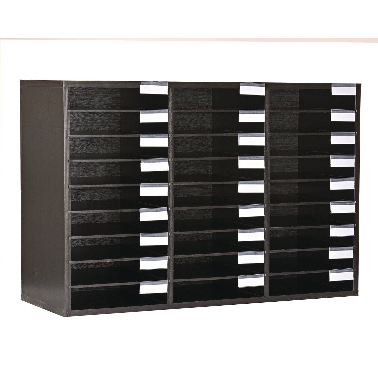 Wooden 27 Compartment Literature Organizer, 27 Sections, Letter Size, 31.49 x 11.81 x 21.65, Black AdirOffice Flipcost