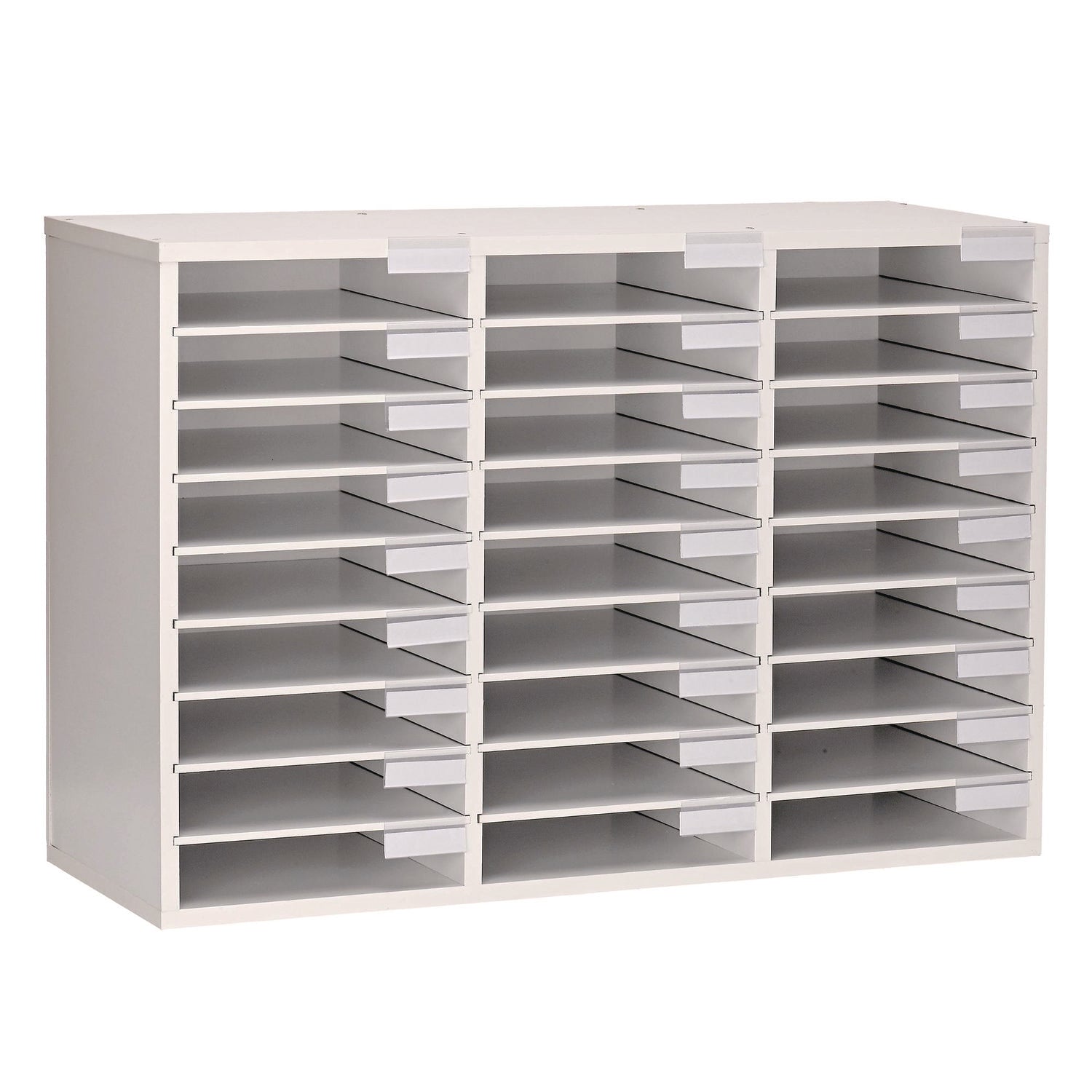 Wooden 27 Compartment Literature Organizer, 27 Sections, Letter Size, 31.49 x 11.81 x 21.65, White AdirOffice Flipcost