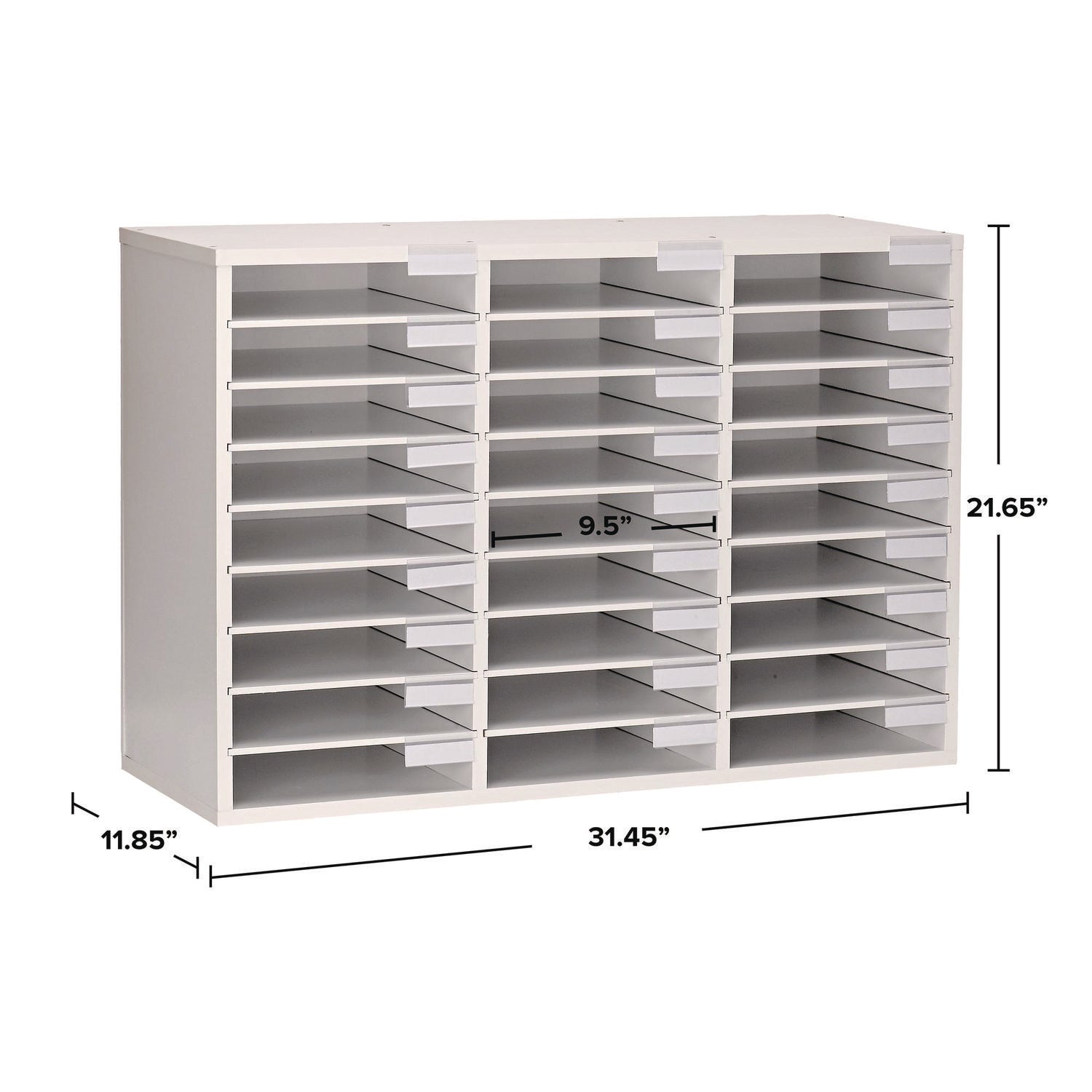 Wooden 27 Compartment Literature Organizer, 27 Sections, Letter Size, 31.49 x 11.81 x 21.65, White AdirOffice Flipcost