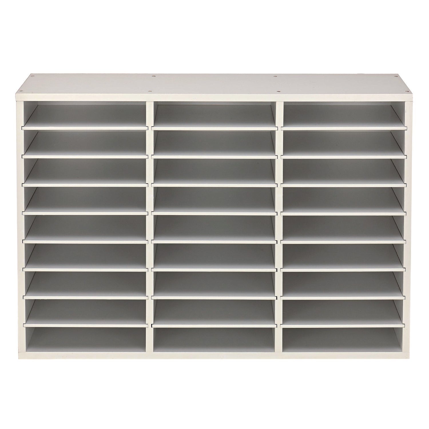 Wooden 27 Compartment Literature Organizer, 27 Sections, Letter Size, 31.49 x 11.81 x 21.65, White AdirOffice Flipcost