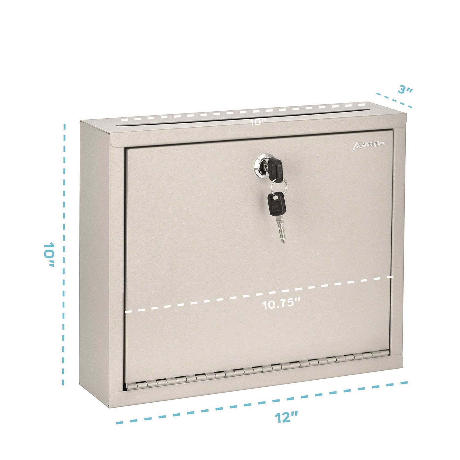 Large Size Steel Multi-Purpose Secure Drop Box, 12 x 3 x 10, Beige AdirOffice Flipcost