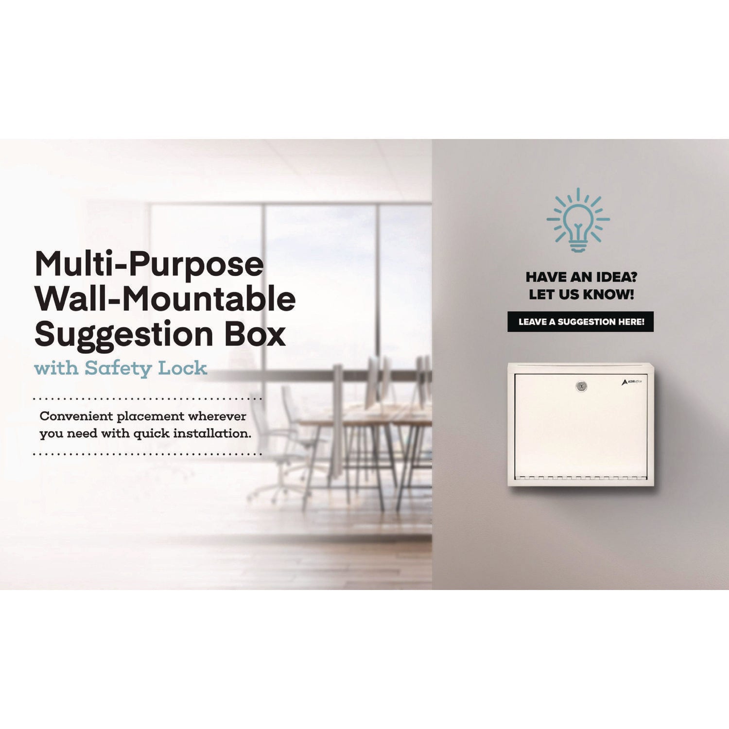 Large Size Steel Multi-Purpose Secure Drop Box, 12 x 3 x 10, White AdirOffice Flipcost