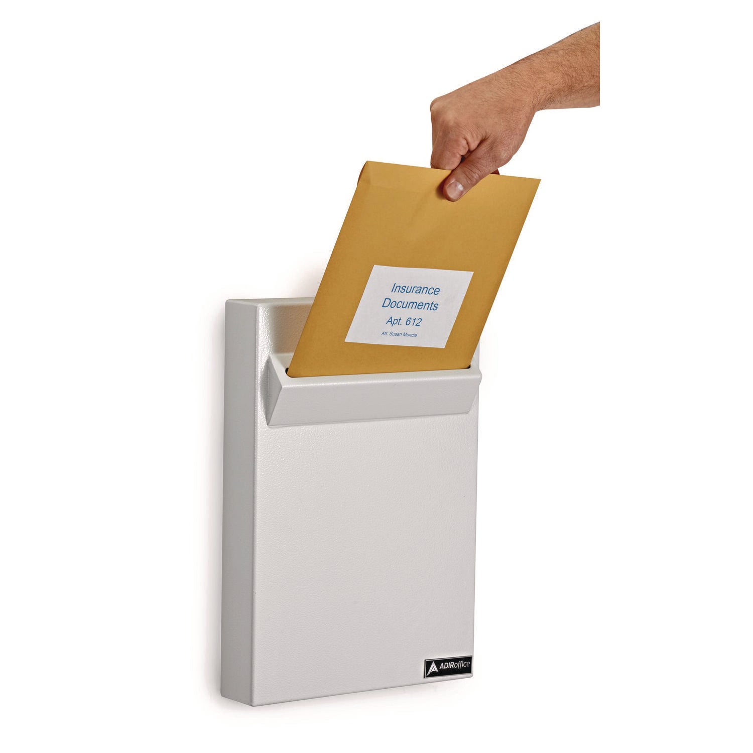 Large Wall Mounted Weatherproof Steel Secure Drop Box, 11 x 2.4 x 16, White AdirOffice Flipcost