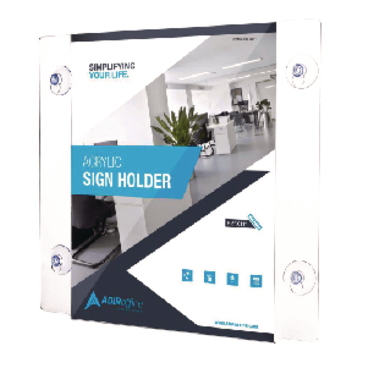 Clear Suction Acrylic Window Sign Holder, 8 x 11, Clear Frame, 2/Pack