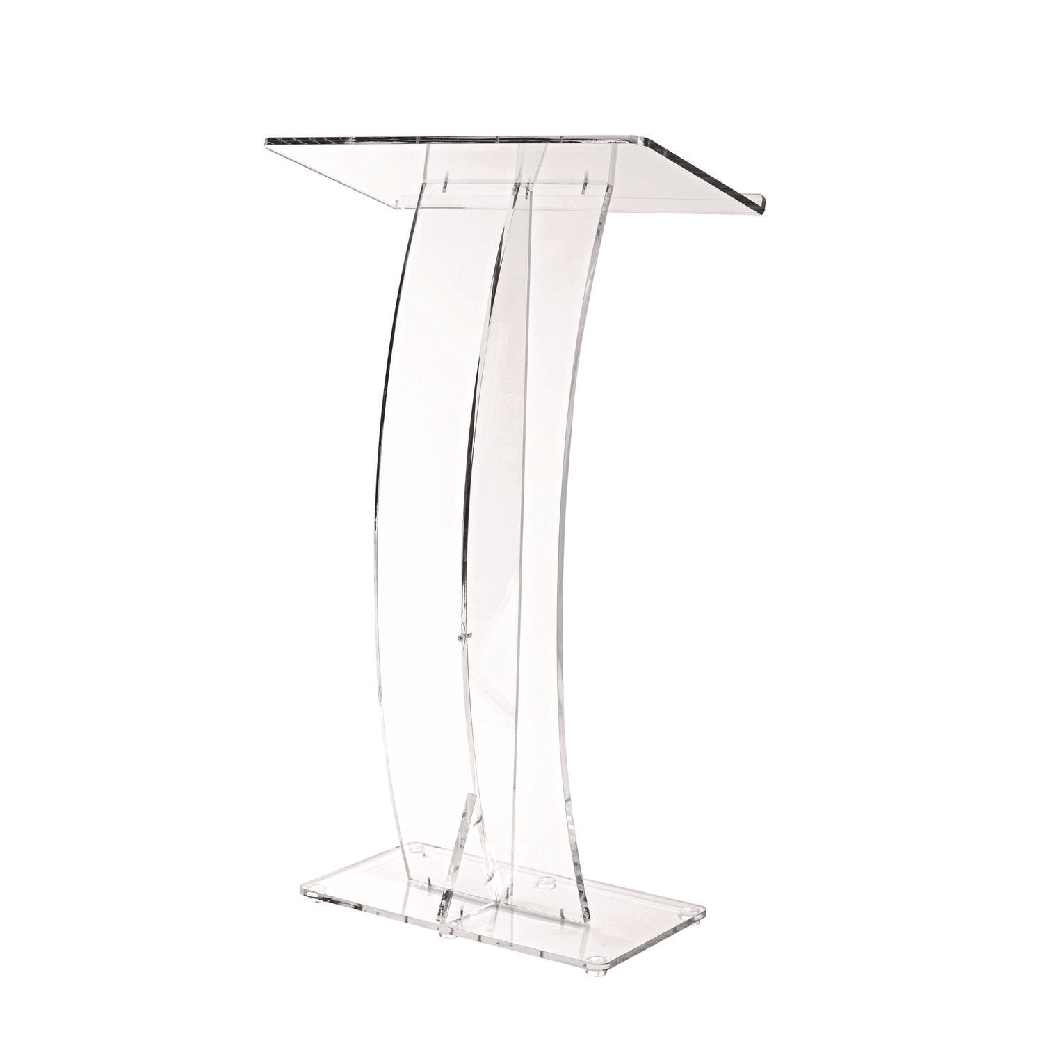 Acrylic Slanted Podium Lectern Speaker Stand, 26.75 x 12.5 x 47, Clear