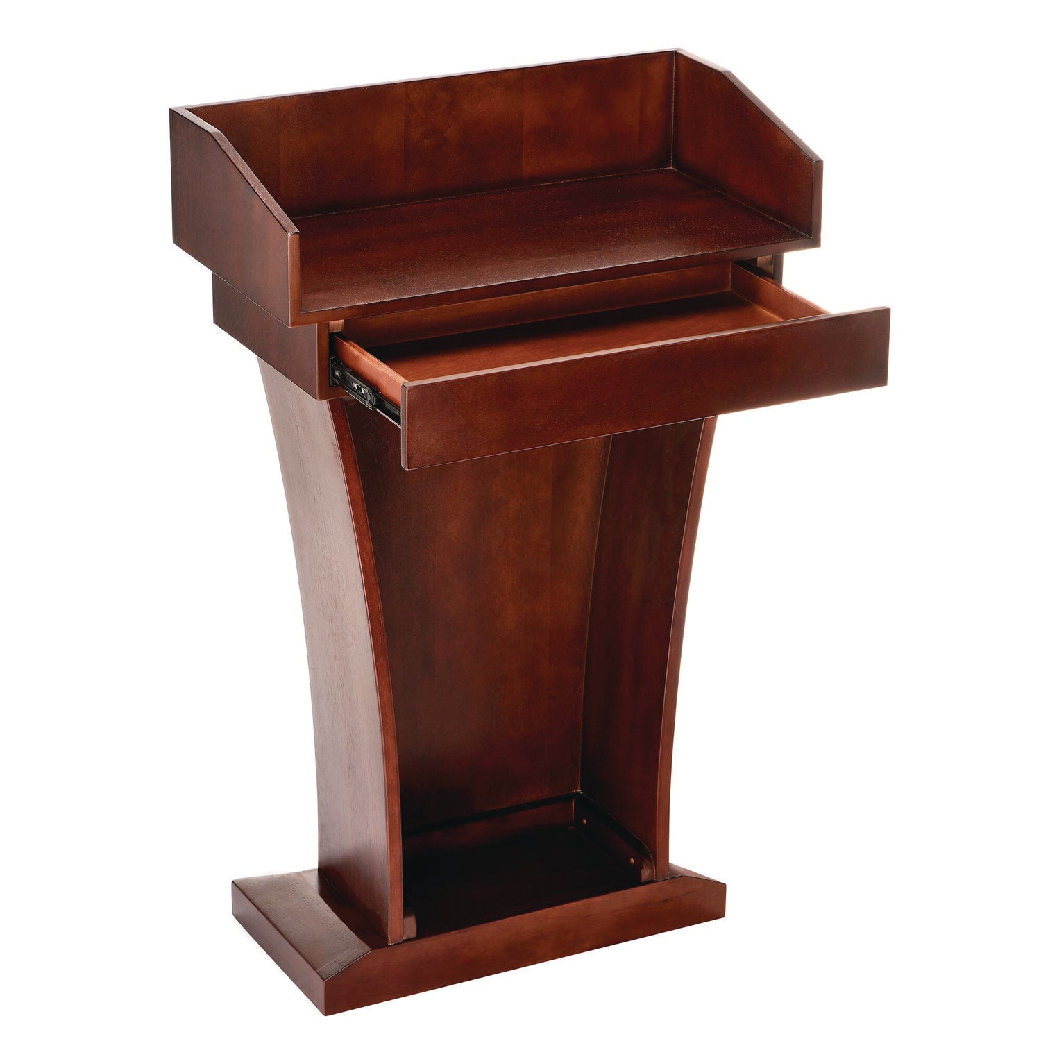 Wood Stand-Up Podium Lectern Speaker Stand with Drawer and Storage Area, 27.55 x 14 x 43.3, Cherry