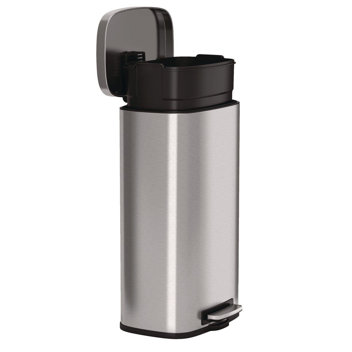 Fire-Resistant Step Pedal Trash Can, 8 gal, Plastic/Stainless Steel, Silver HLS Commercial® Flipcost