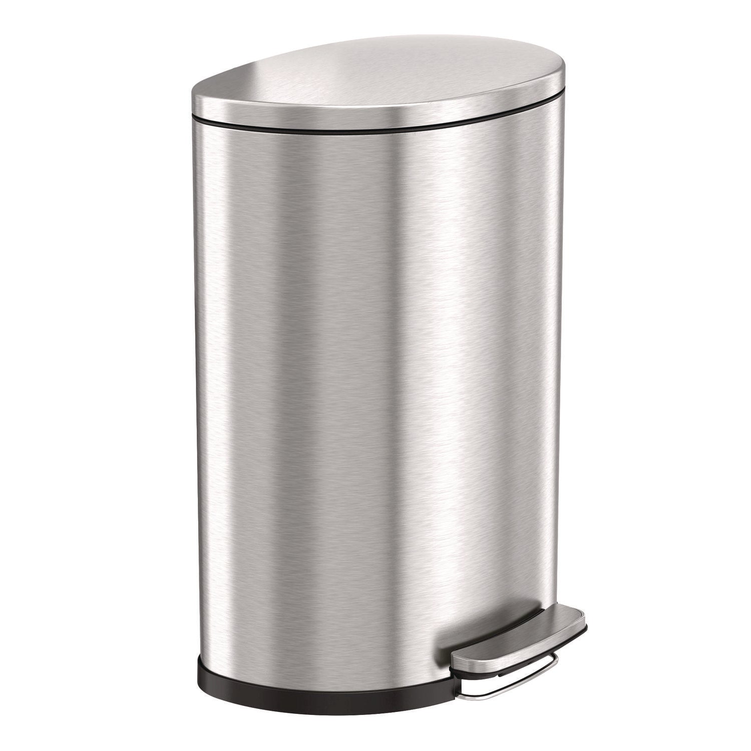 Fire-Resistant Step Pedal Trash Can, 13 gal, Plastic/Stainless Steel, Silver