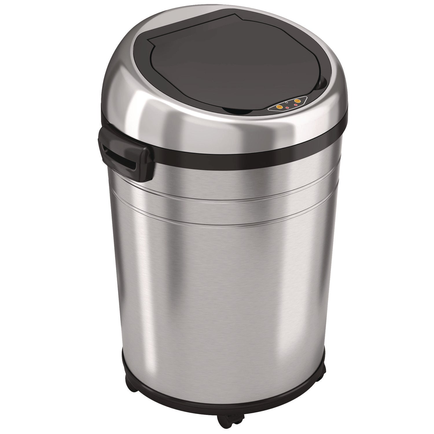 Extra-Large Sensor Trash Can with Wheels, 18 gal, Plastic/Stainless Steel