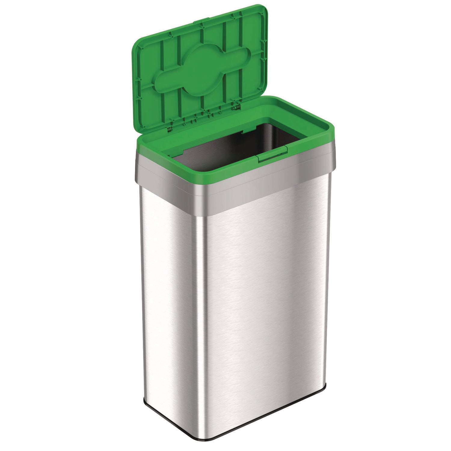 Open Top Compost Bin with Color-Coded Lid, 21 gal, Plastic/Stainless Steel, Silver/Green HLS Commercial® Flipcost