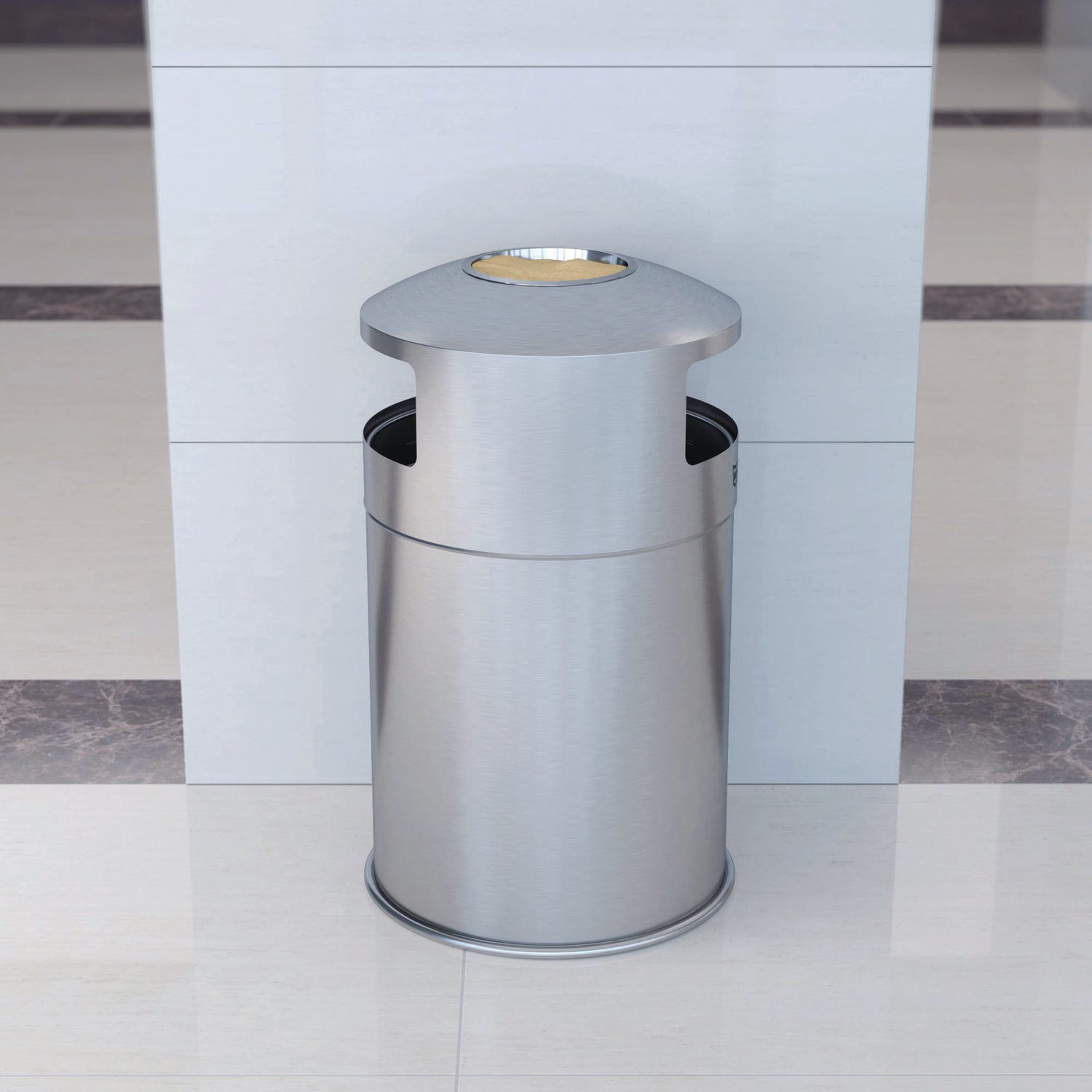 Extra-Large Dual Side-Entry Trash Can, Indoor, 50 gal, Stainless Steel, Silver HLS Commercial® Flipcost