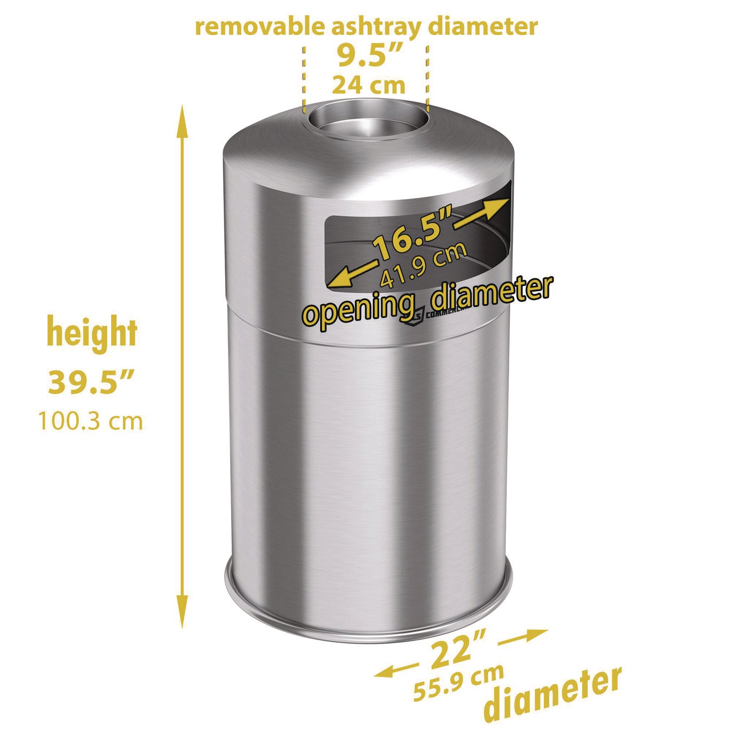 Extra-Large Dual Side-Entry Trash Can, Indoor, 50 gal, Stainless Steel, Silver HLS Commercial® Flipcost