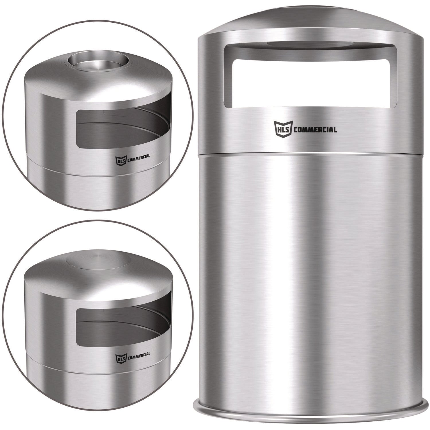 Extra-Large Dual Side-Entry Trash Can, Indoor, 50 gal, Stainless Steel, Silver HLS Commercial® Flipcost