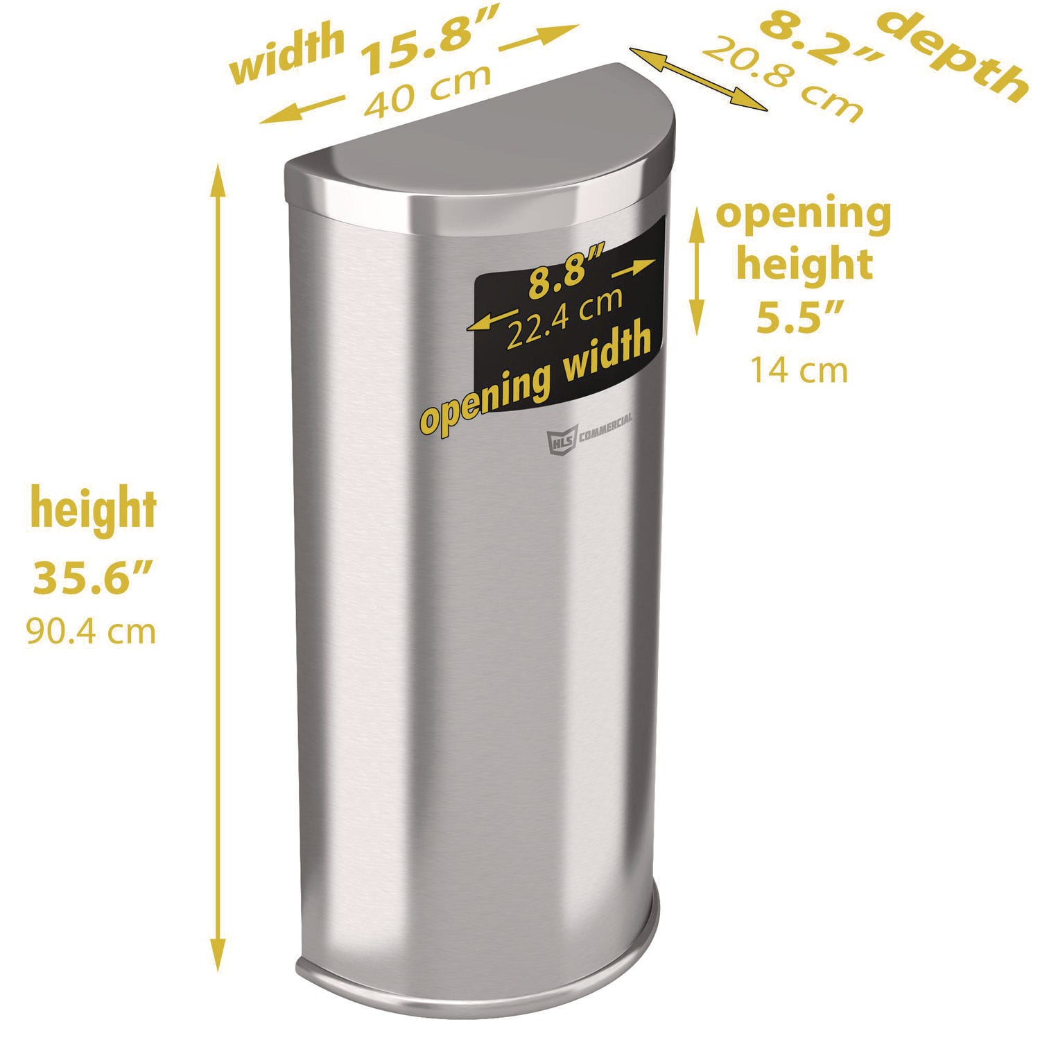 Side-Entry Trash Can with Wall Mount, 9 gal, Stainless Steel, Silver HLS Commercial® Flipcost