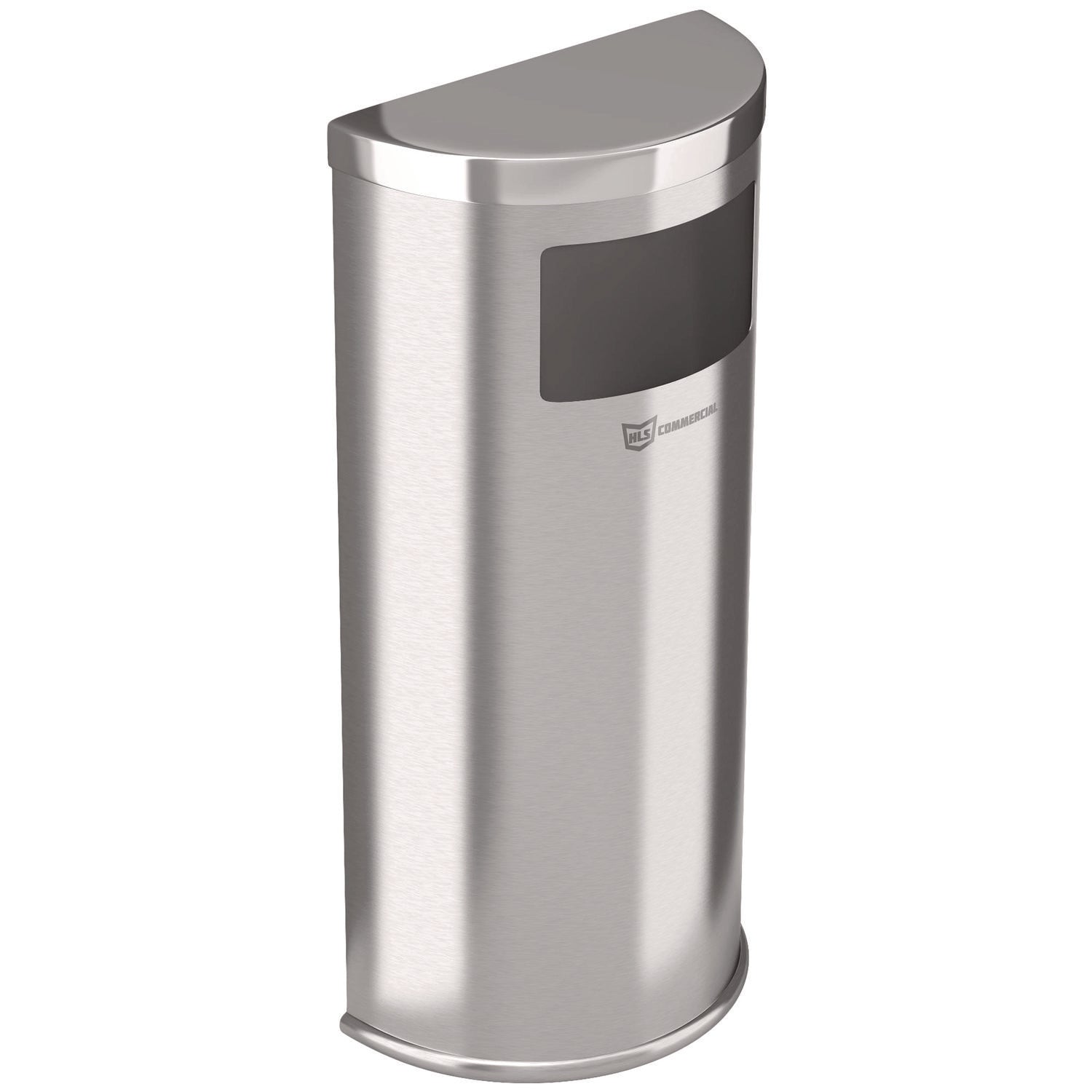 Side-Entry Trash Can with Wall Mount, 9 gal, Stainless Steel, Silver