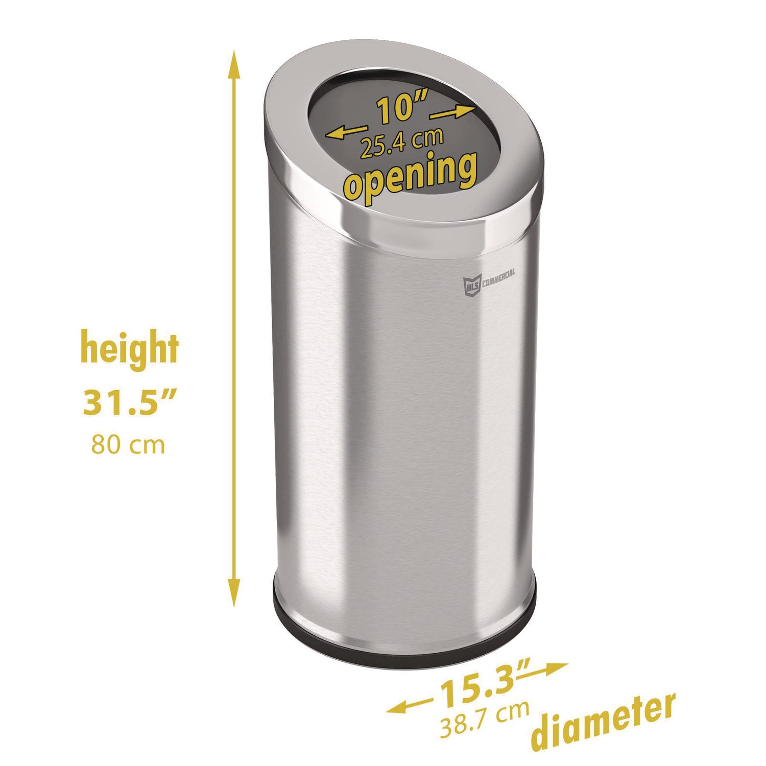 Beveled Open Top Trash Can, 15 gal, Stainless Steel, Silver HLS Commercial® Flipcost