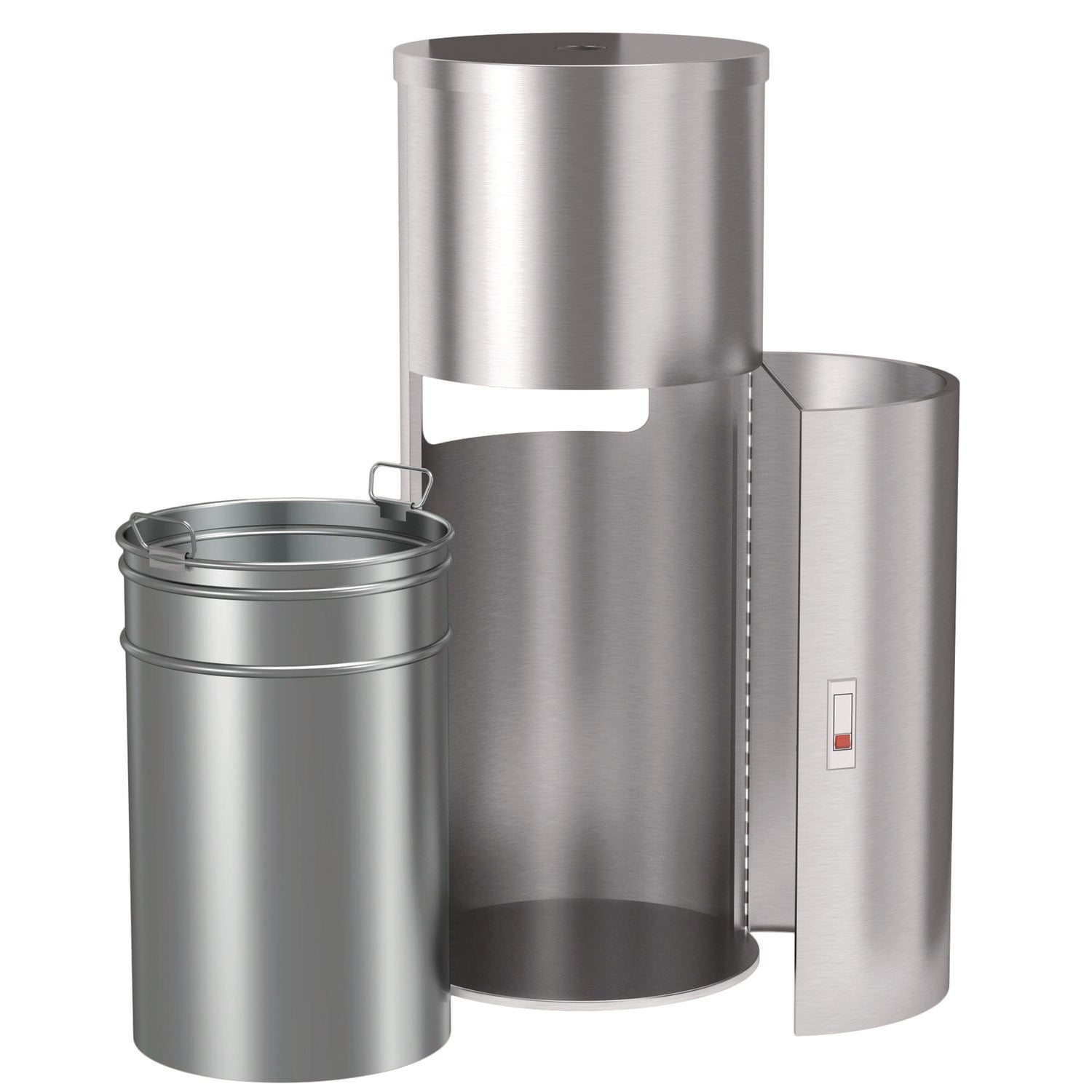 Side-Entry Trash Can with Gym Wipe Dispenser, 9 gal, Stainless Steel, Silver HLS Commercial® Flipcost