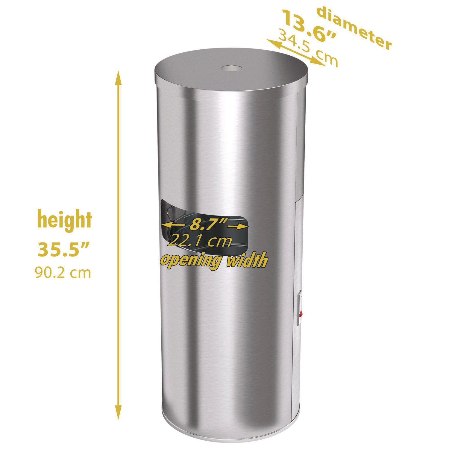 Side-Entry Trash Can with Gym Wipe Dispenser, 9 gal, Stainless Steel, Silver HLS Commercial® Flipcost