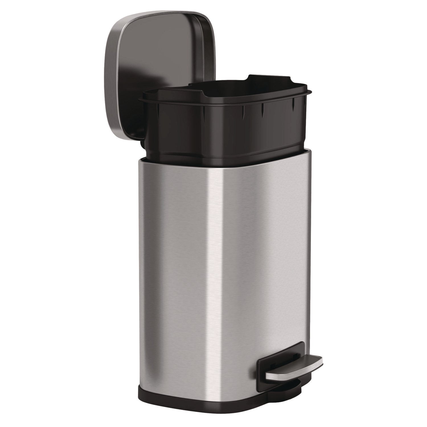 Fire-Resistant Step Pedal Trash Can, 1.3 gal, Plastic/Stainless Steel, Silver HLS Commercial® Flipcost