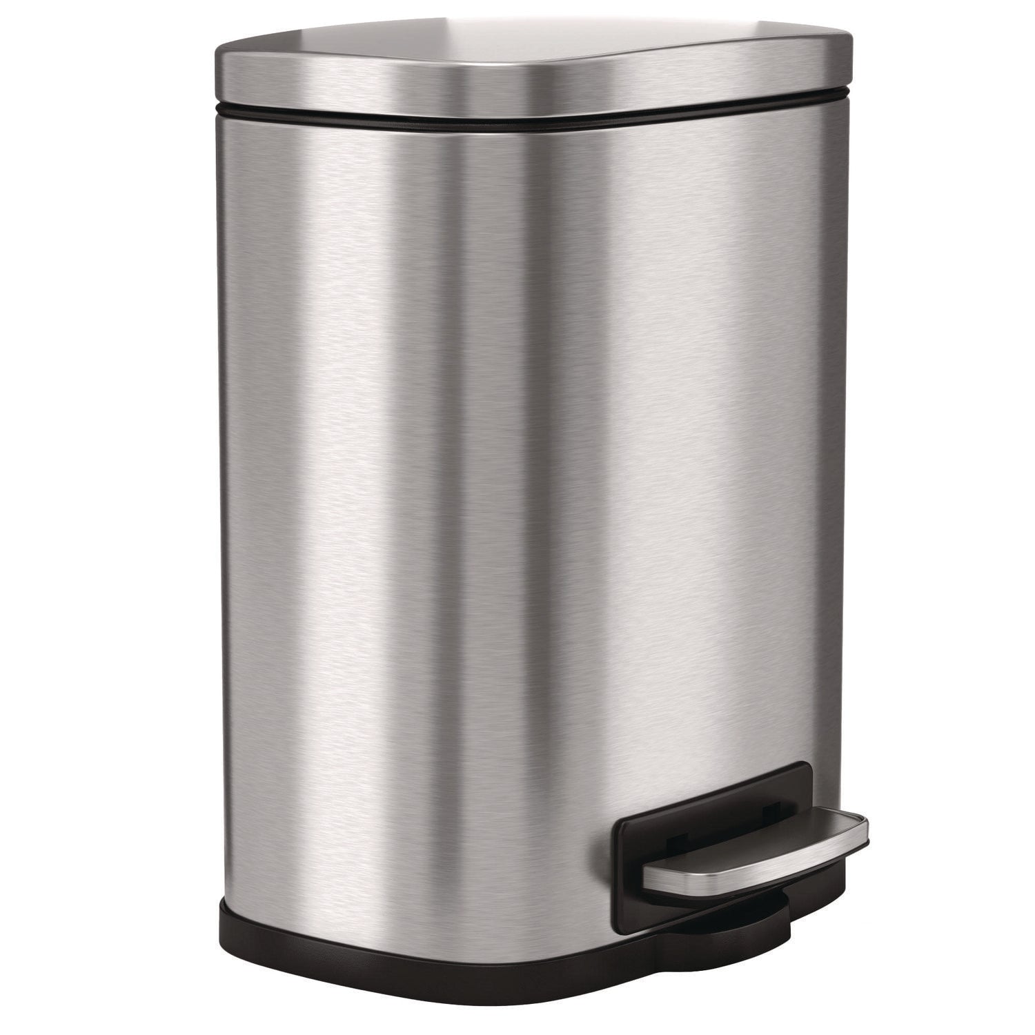 Fire-Resistant Step Pedal Trash Can, 1.3 gal, Plastic/Stainless Steel, Silver