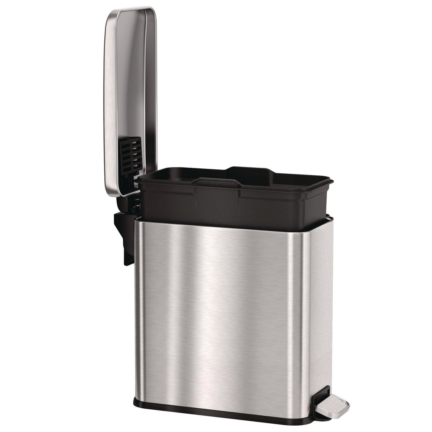 Step Pedal Trash Can, 3 gal, Plastic/Stainless Steel, Silver HLS Commercial® Flipcost