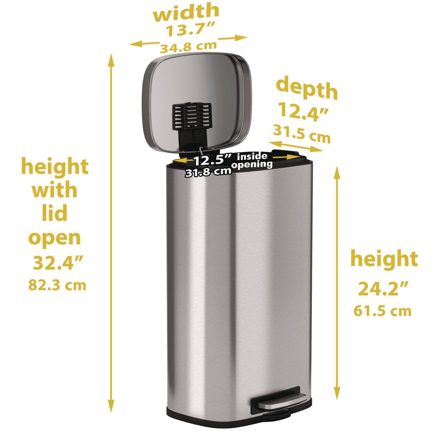 Step Pedal Trash Can, 8 gal, Plastic/Stainless Steel, Silver HLS Commercial® Flipcost