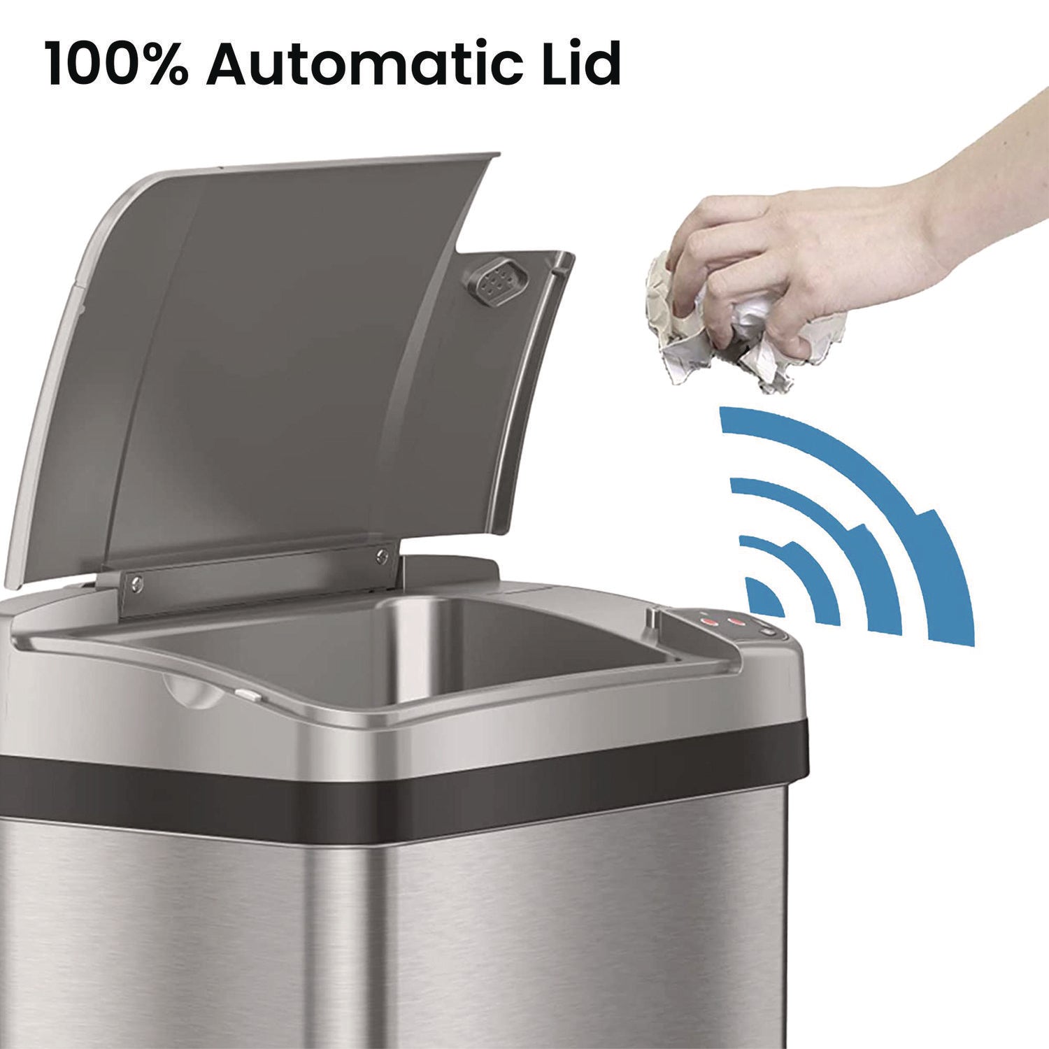 Rectangular Sensor Trash Can, 4 gal, Plastic/Stainless Steel, Silver HLS Commercial® Flipcost