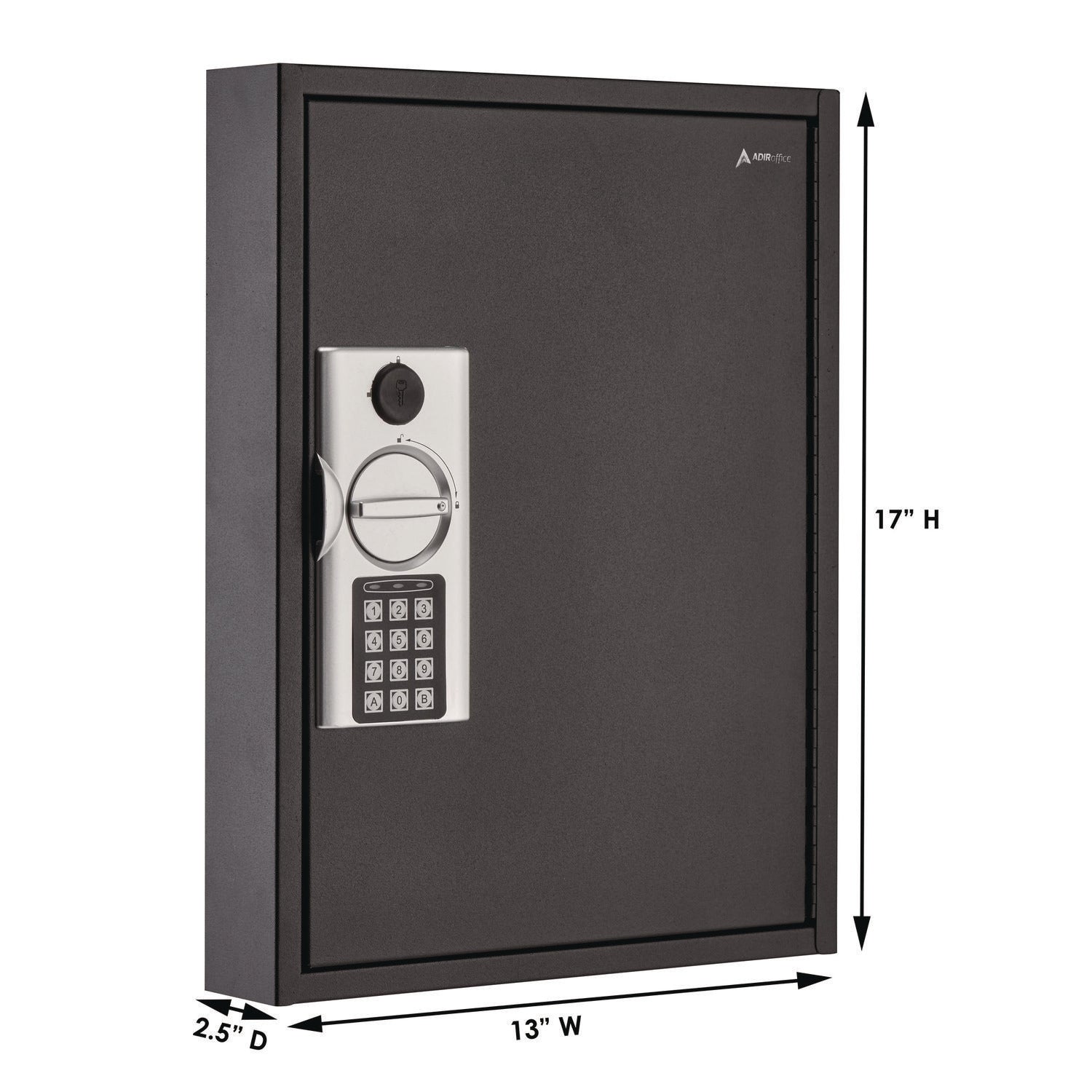 Steel Digital Lock Key Cabinet, 60-Key, 13 x 2.6 x 17, Stainless Steel 304, Black AdirOffice Flipcost