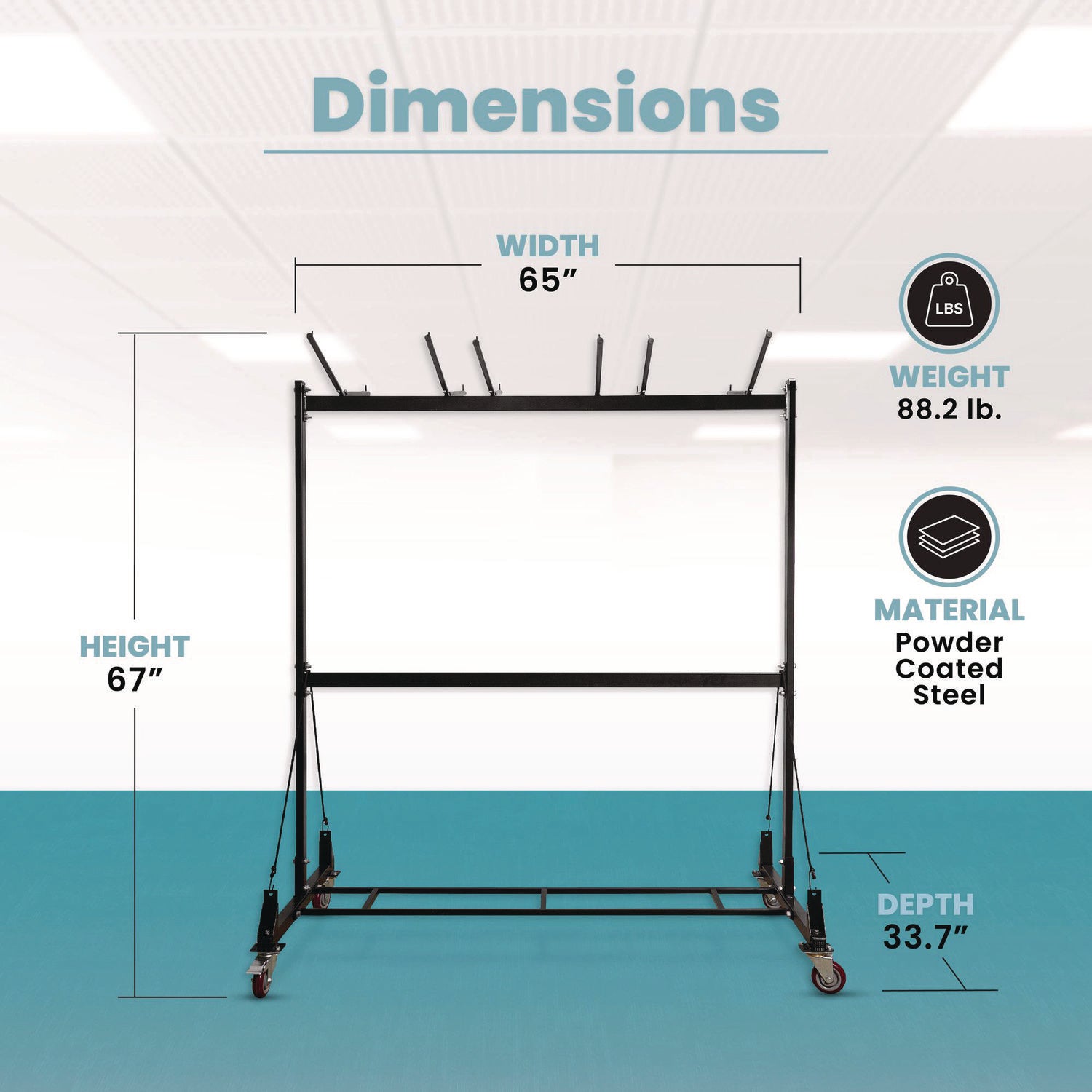 Folding Chair and Table Combo Cart, Metal, 600 lb Capacity, 33.7 x 65 x 67, Black AdirOffice Flipcost