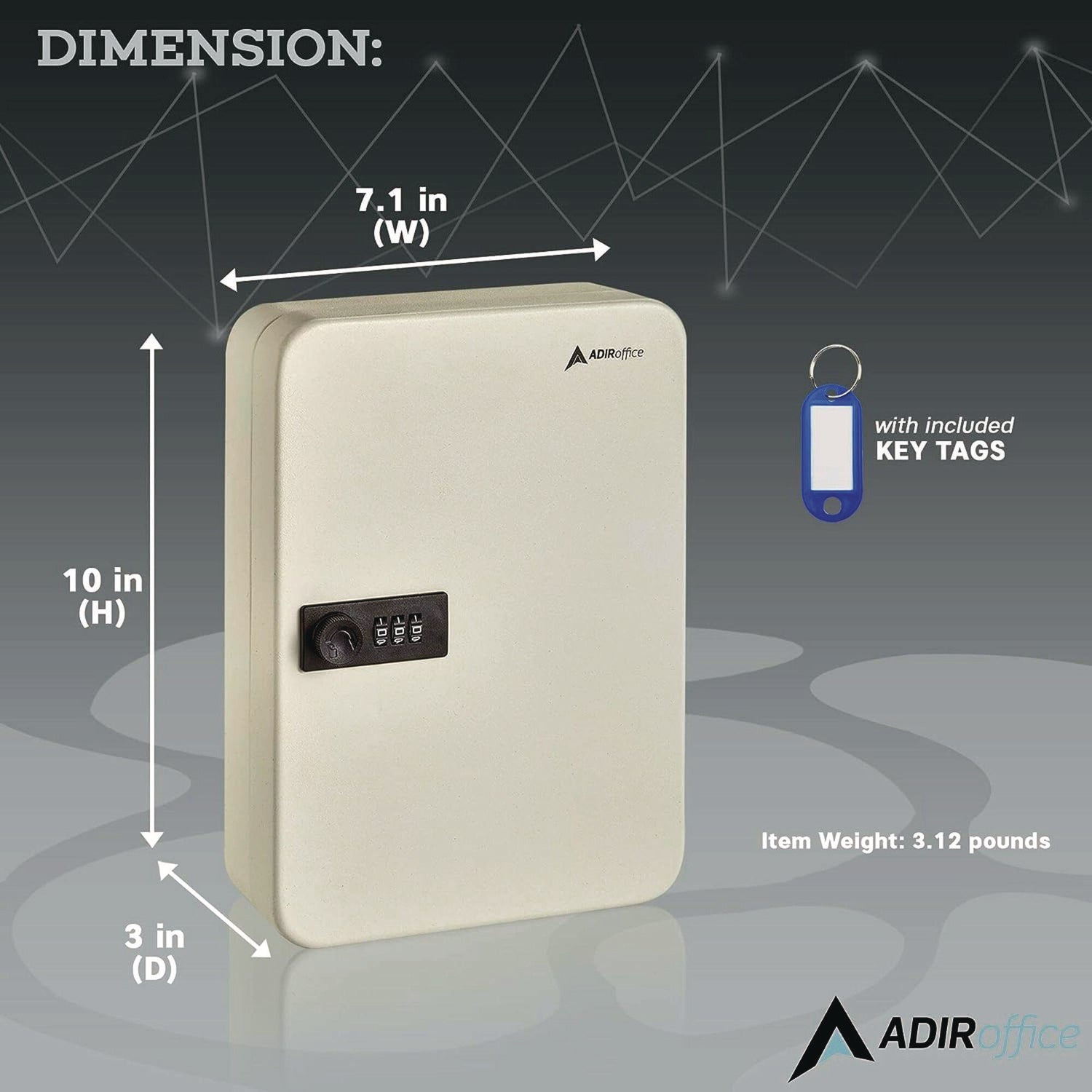 Steel Heavy-Duty Key Cabinet with Combination Lock, 48-Key, 7.1 x 3 x 10, Stainless Steel 304, White AdirOffice Flipcost