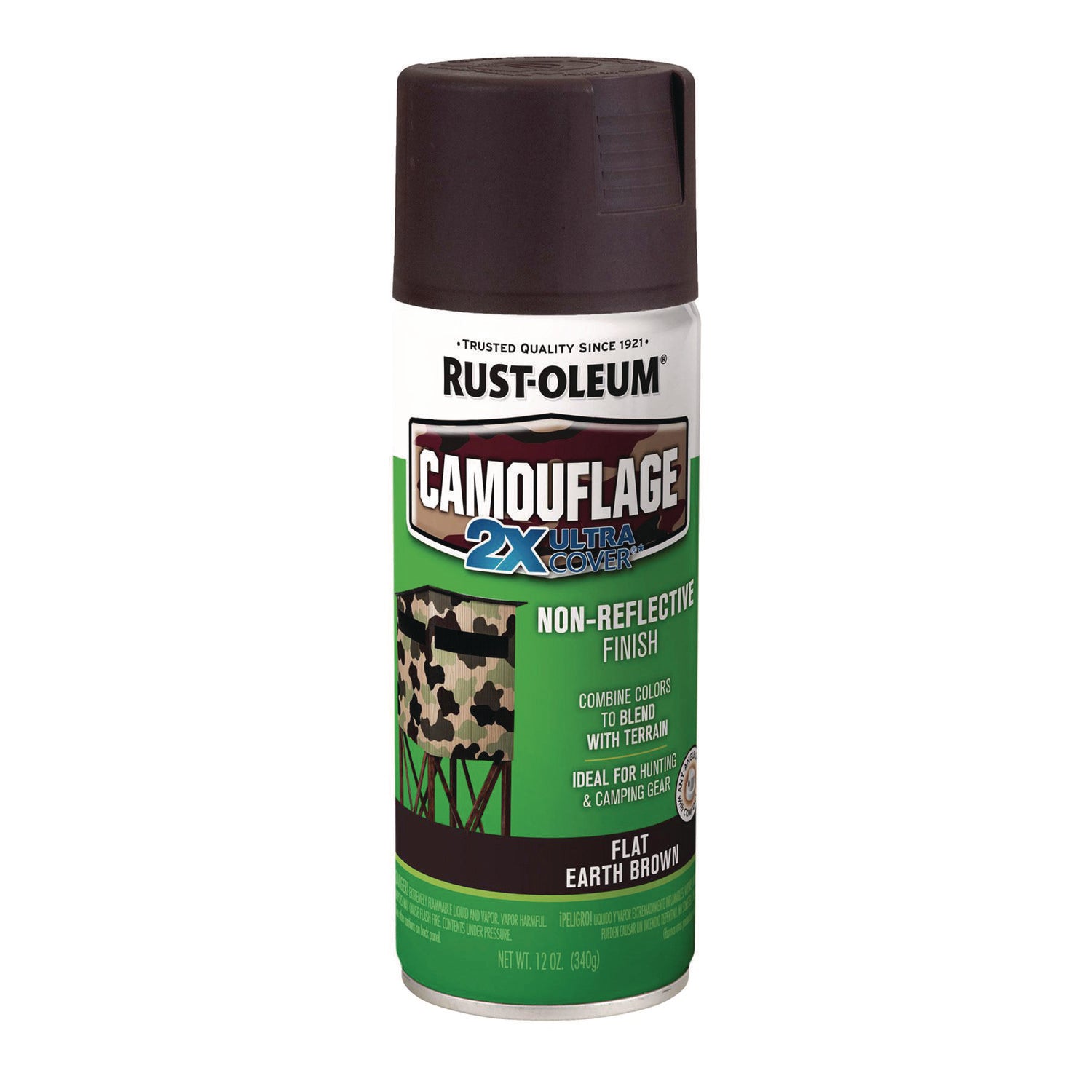 Camouflage Spray Paint, Flat Earth Brown, 12 oz Aerosol Can