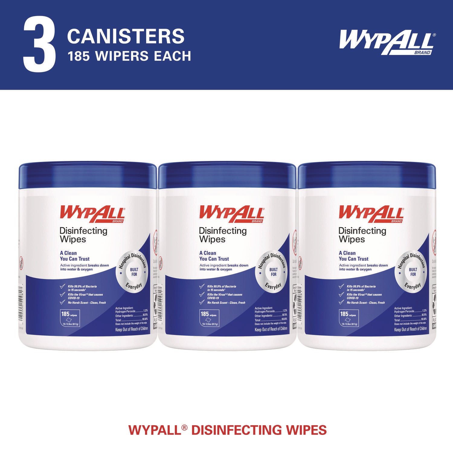 Disinfecting Wipes, 1-Ply, 5.16 x 8.5, Fresh Scent, White, 185 Sheets/Canister, 3 Canisters/Carton WypAll® Flipcost