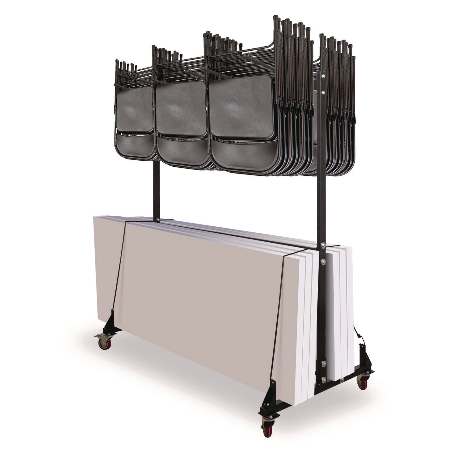 Folding Chair and Table Combo Cart, Metal, 600 lb Capacity, 33.7 x 65 x 67, Black AdirOffice Flipcost