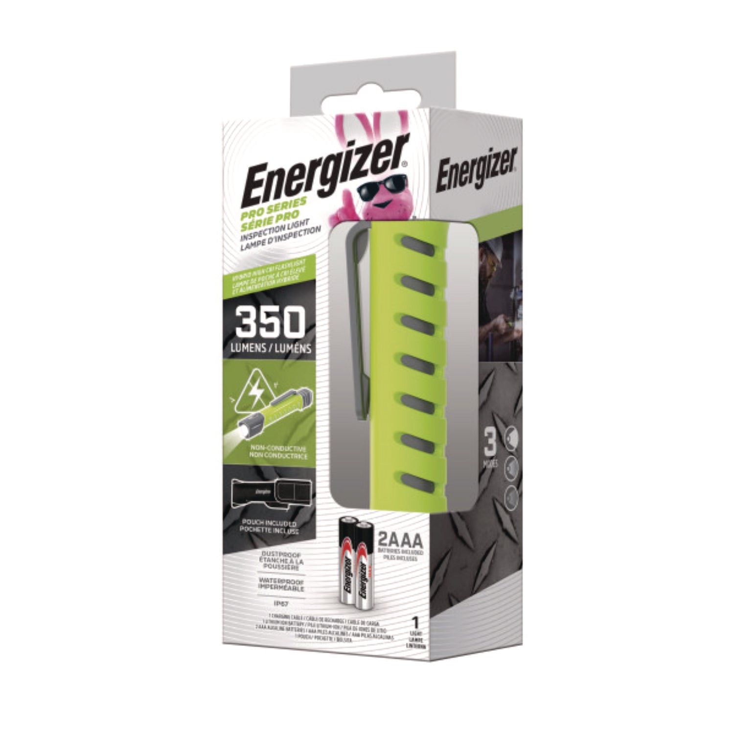 Pro Series Inspection Light, Rechargeable Lithium Ion/2 AAA Batteries (Included), Gray/Green Energizer® Flipcost