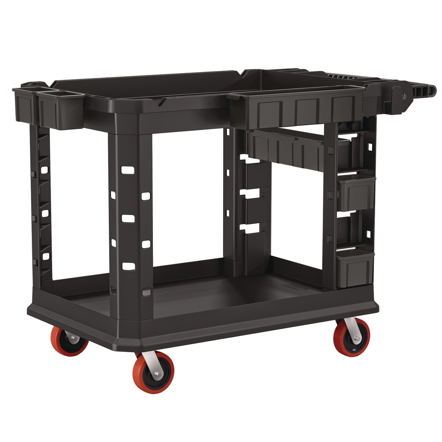 Heavy Duty Plus Utility Cart, Plastic, 2 Shelves, 6 Bins, Capacity, 26.5