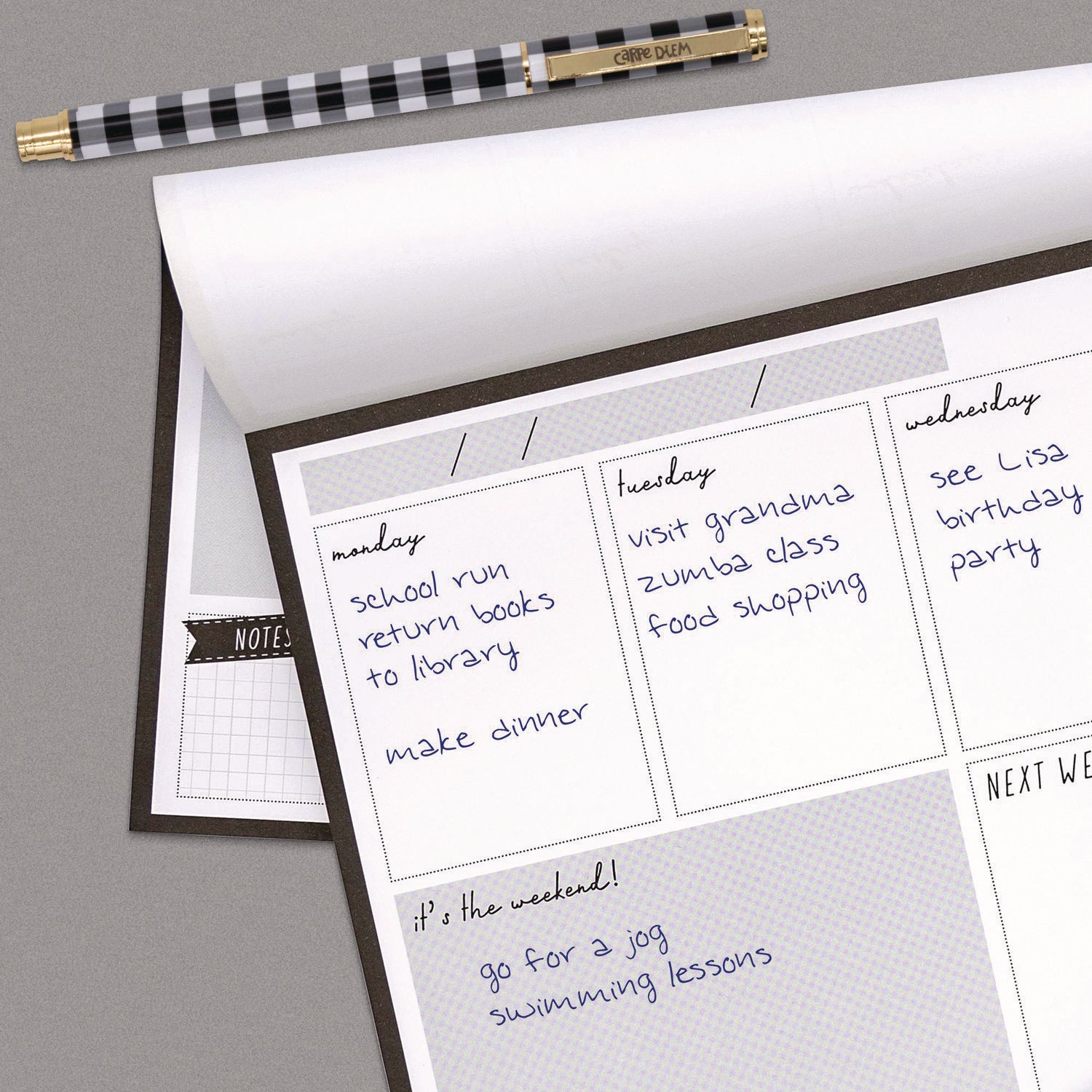 Weekly Planner Pad, 8.27 x 11.61, White/Black Sheets, 50-Weeks: Undated PUKKA PAD® Flipcost