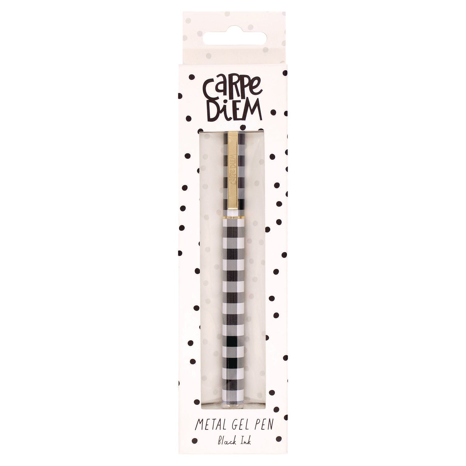 Carpe Diem All Metal Gel Pens Gel Pen, Stick, Medium 0.7 mm, Black Ink, Black/White Check Barrel, 6/Pack PUKKA PAD® Flipcost