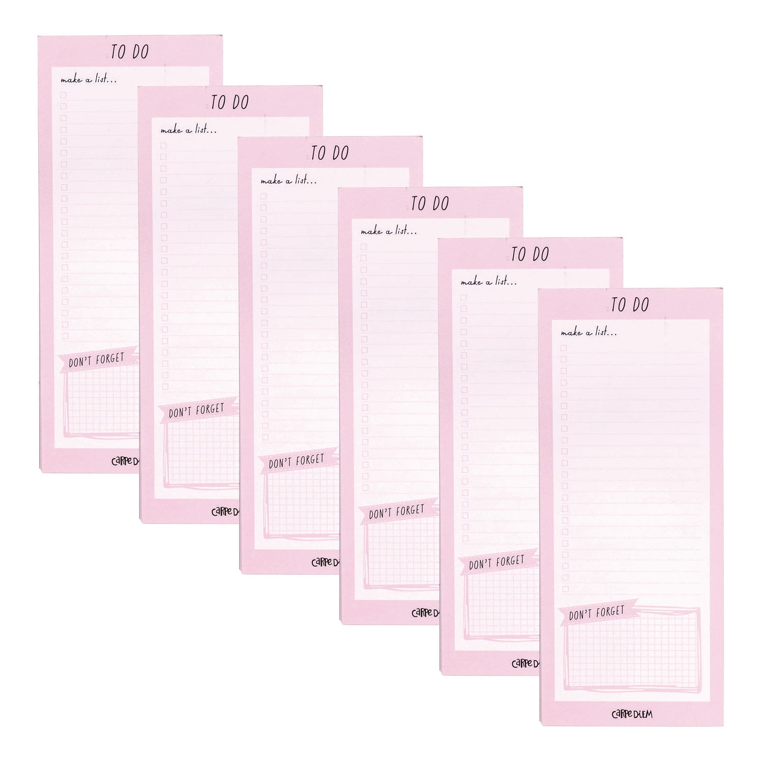 Magnetic To Do List, Unruled, 60 Pink/White 3.5 x 8.5 Sheets, 6/Pack